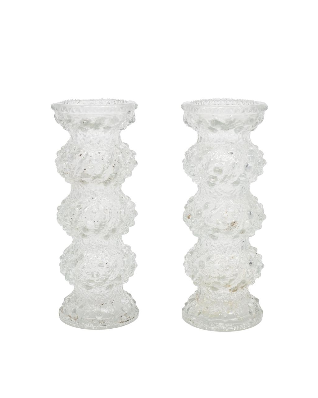 Oberglas 'Ice' Textured Art Glass Vases — Set of 2
