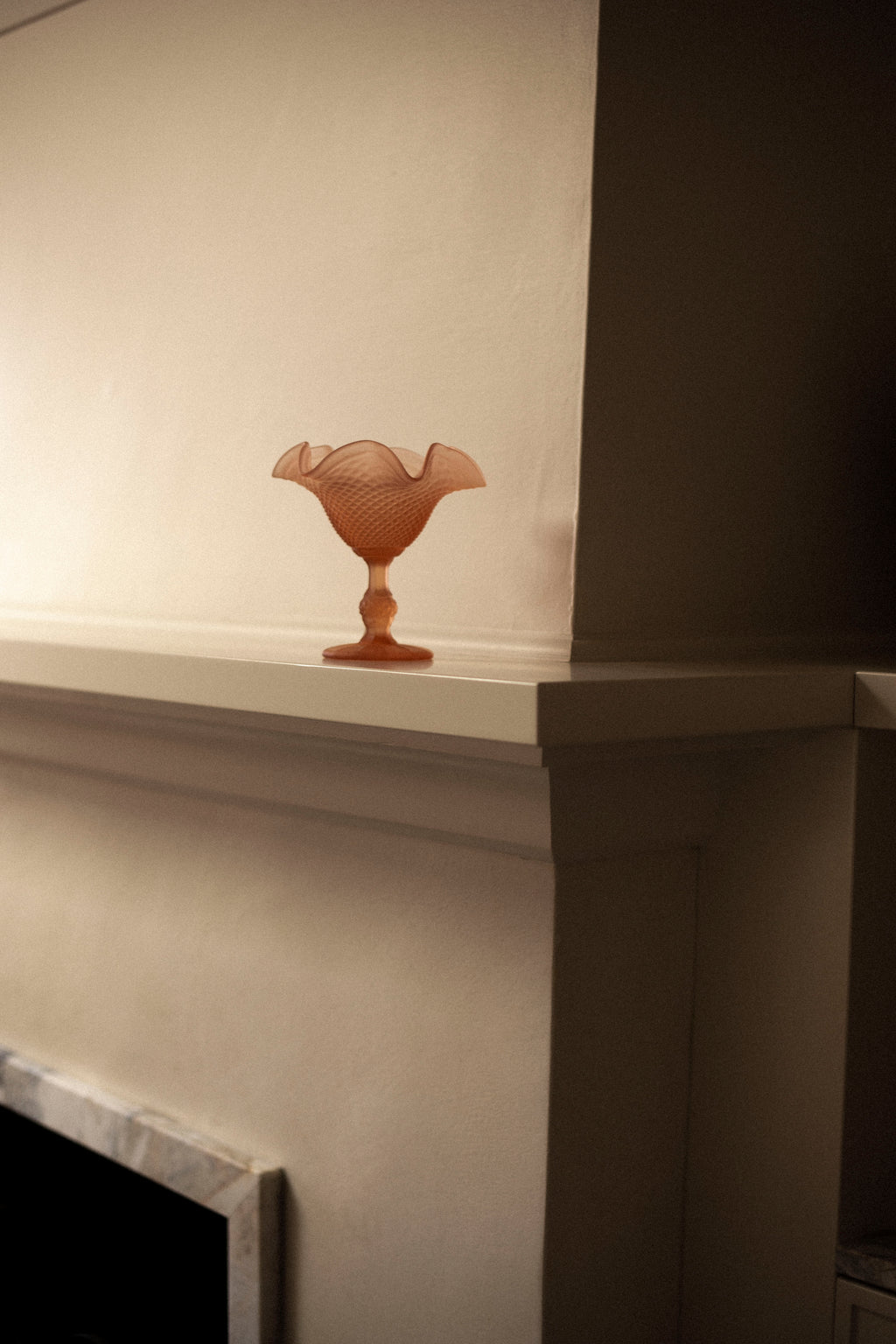 Ivima Pink Diamond Point Glass Compote