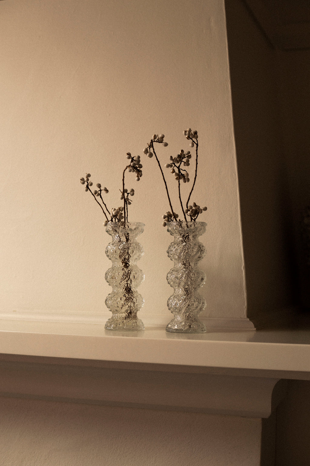 Oberglas 'Ice' Textured Art Glass Vases — Set of 2