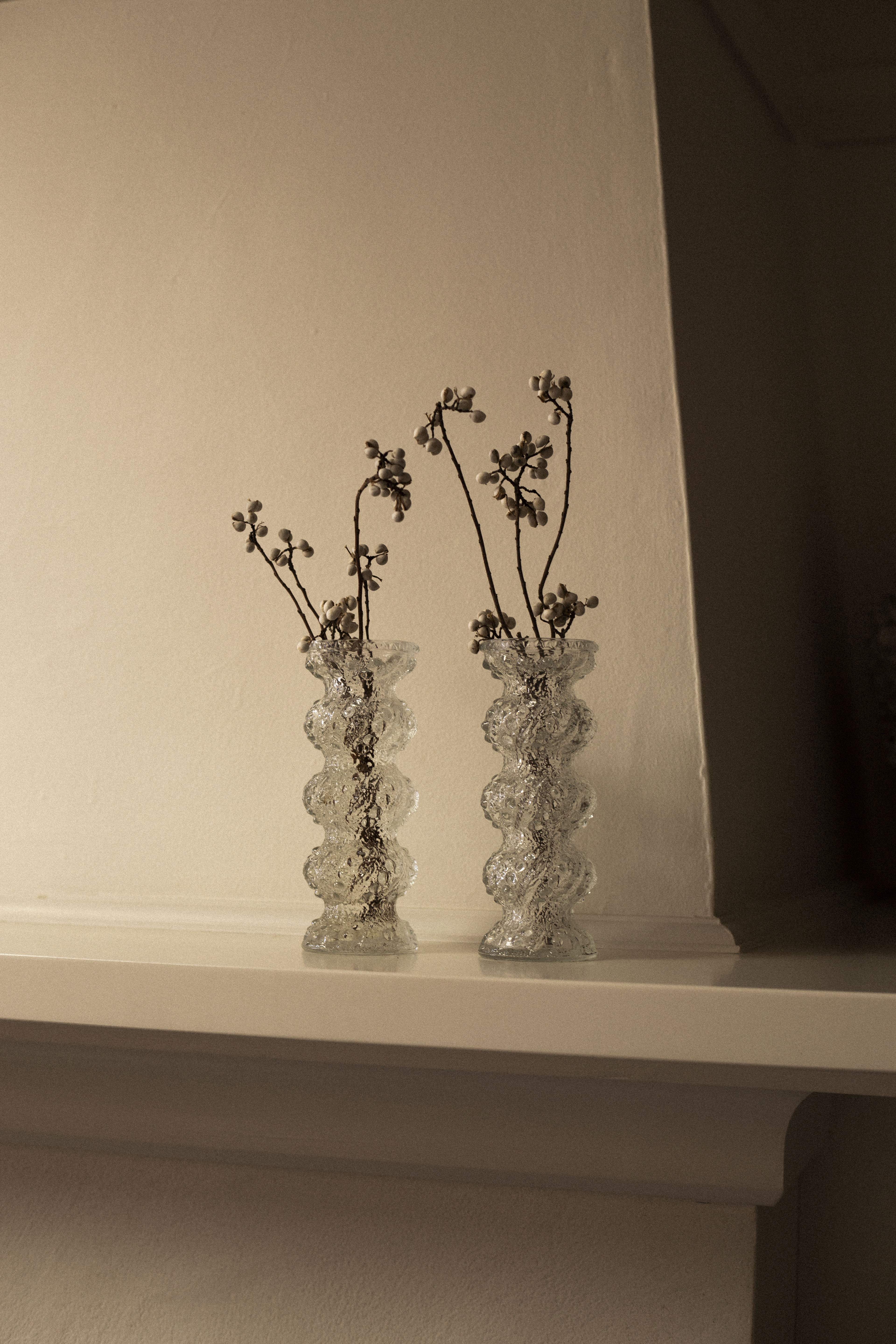 Oberglas 'Ice' Textured Art Glass Vases — Set of 2