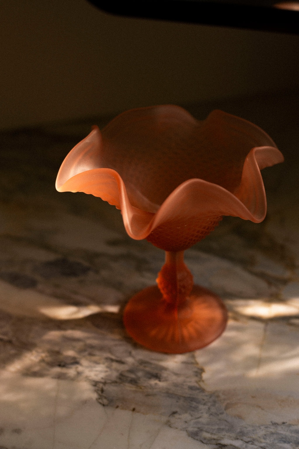 Ivima Pink Diamond Point Glass Compote